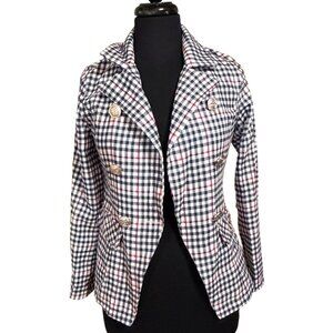 GYK Brand Double-Breasted Plaid Blazer Open Front Women's Size XS/S-READ